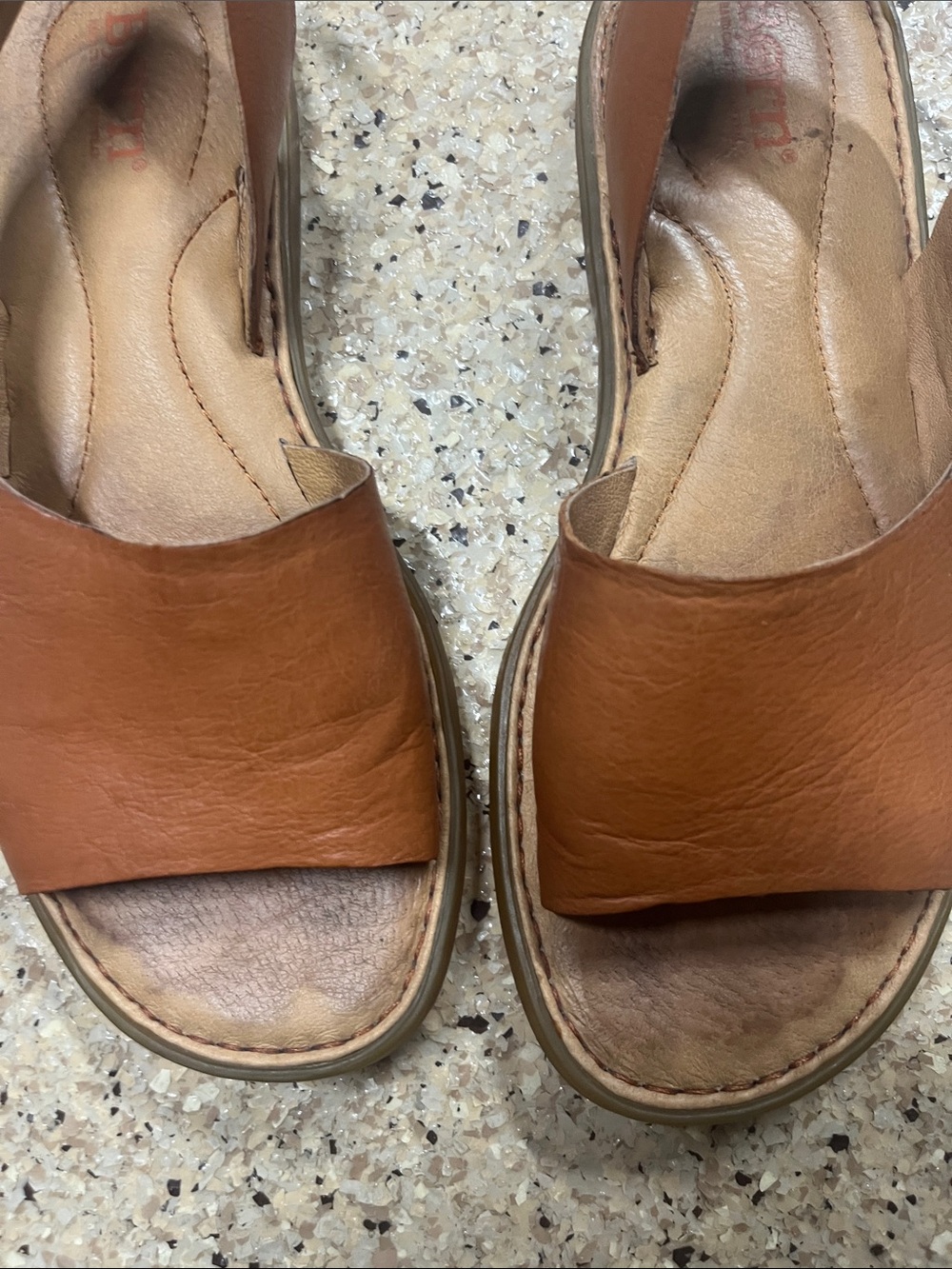 Born Inlet sling back leather Sandals Sz 6 Tan/Brown - Picture 5 of 8